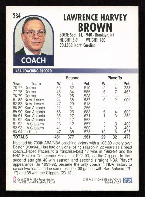 1994-95 Hoops #284 Larry Brown