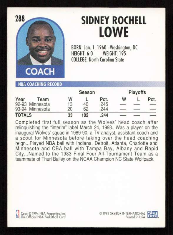 1994-95 Hoops #288 Sidney Lowe