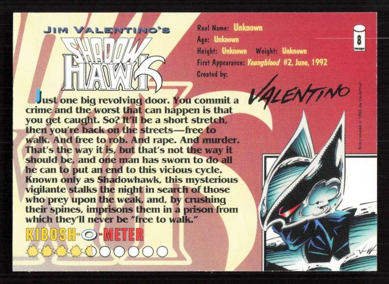 Wizard Magazine 1993 Jim Valentino's Shadow Hawks Card 8