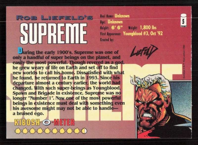 Wizard Magazine 1993 Rob Liefeld's Supreme Card 5