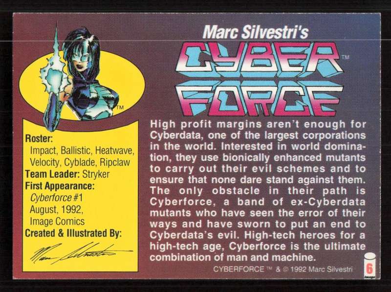 Wizard Magazine 1992 Marc Silvestri's Cyber Force Card 6