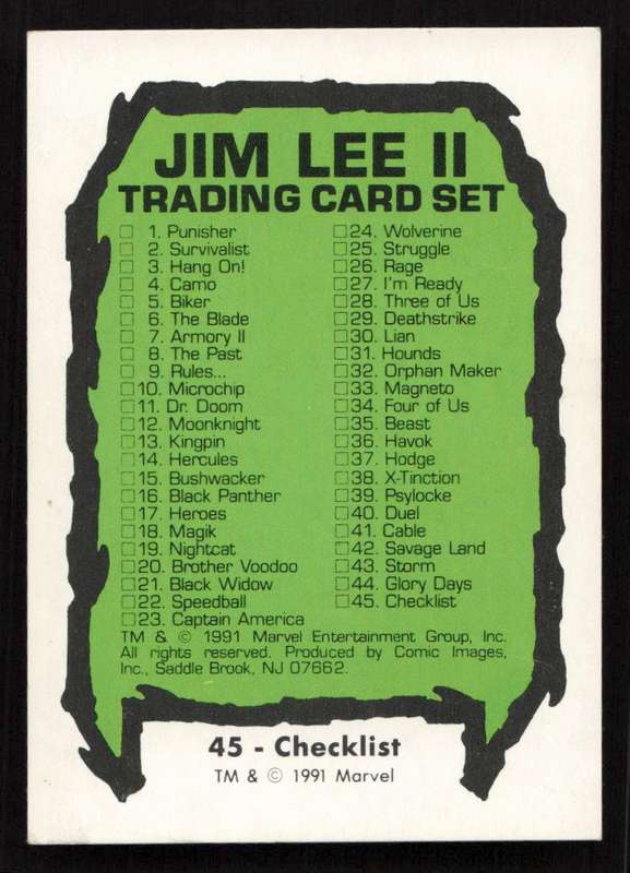 1991 Jim Lee Trading Card 45 Checklist