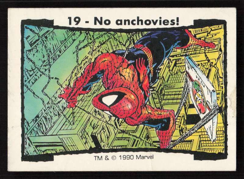 1990 Comic Images Todd McFarlane Spider-Man Card 19 no anchovies!