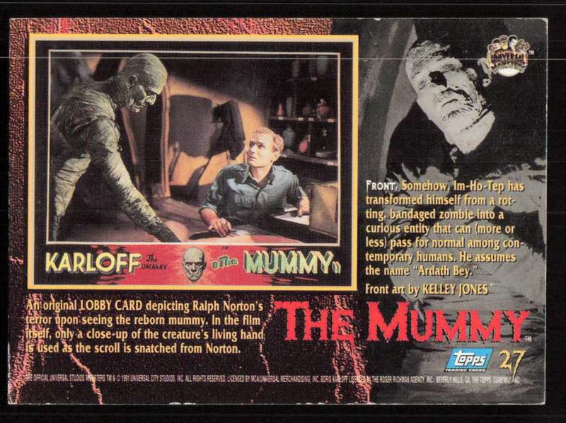 1991 Topps Universal Monsters Trading Card 27 The Mummy