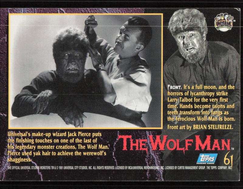 1991 Topps Universal Monsters Trading Card 61 The Wolf Man