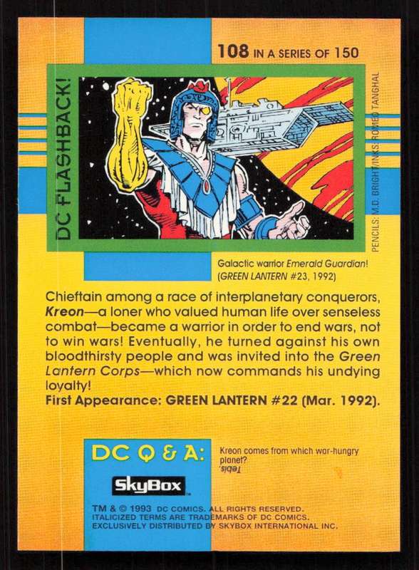 1993 SkyBox DC Comics Kreon Card 108