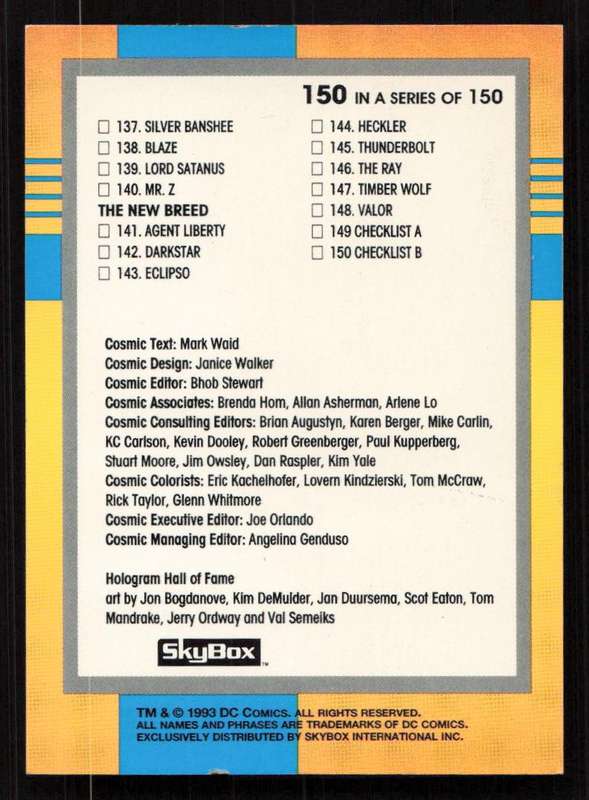 1993 SkyBox DC Comics Checklist B Card 150
