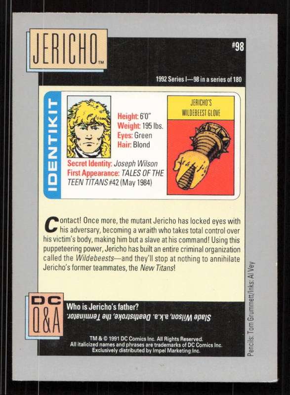 1992 Series 1 - DC Comics Jericho Card 98
