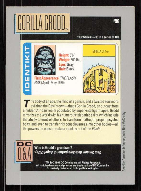 1992 Series 1 - DC Comics  Gorilla Grood Card 96