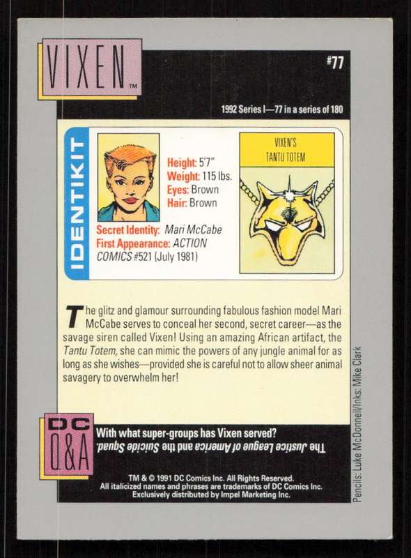 1992 Series 1 - DC Comics Vixen Card 77