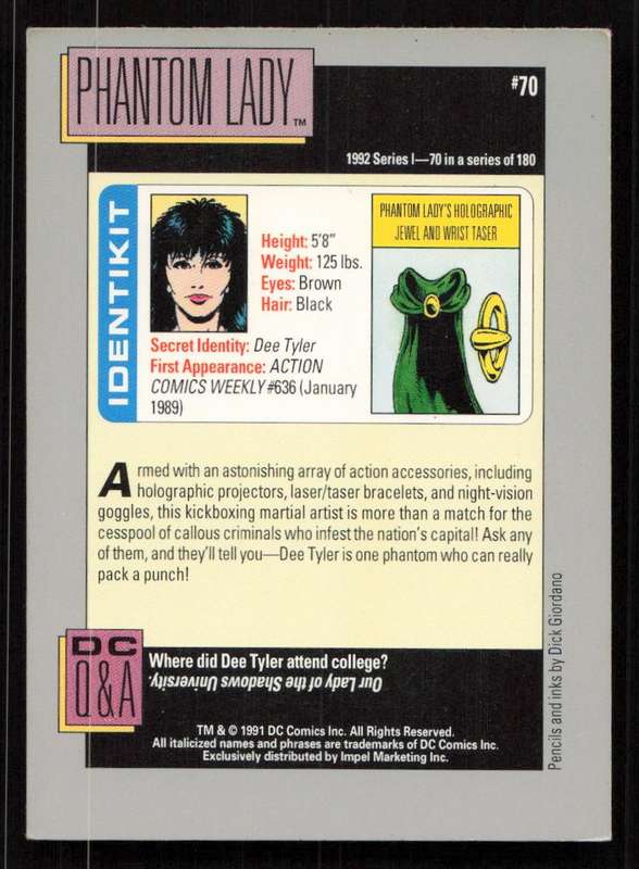 1992 Series 1 - DC Comics Phantom Lady Card 70