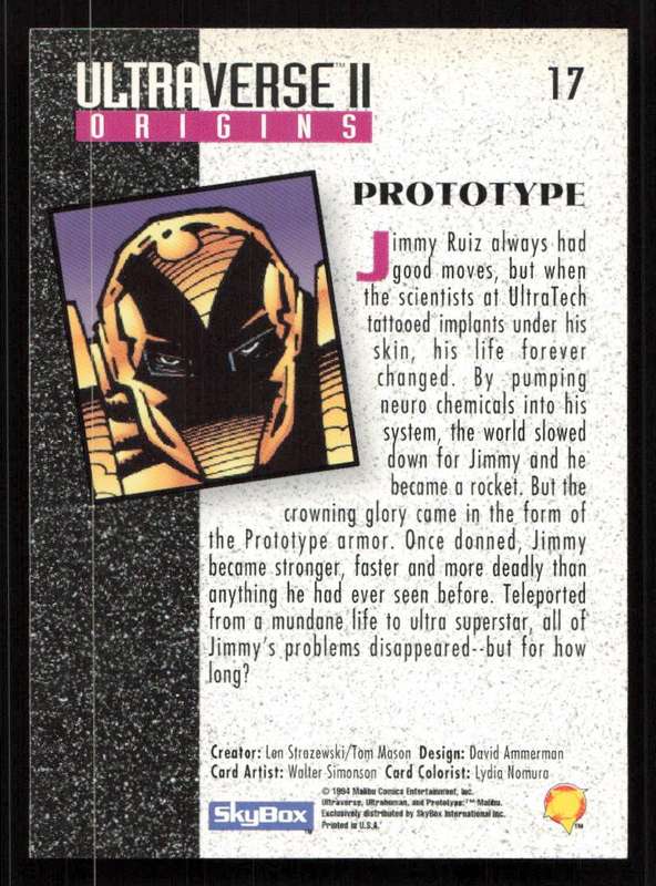 1994 SkyBox  Ultraverse II Origins Card 17 Prototype
