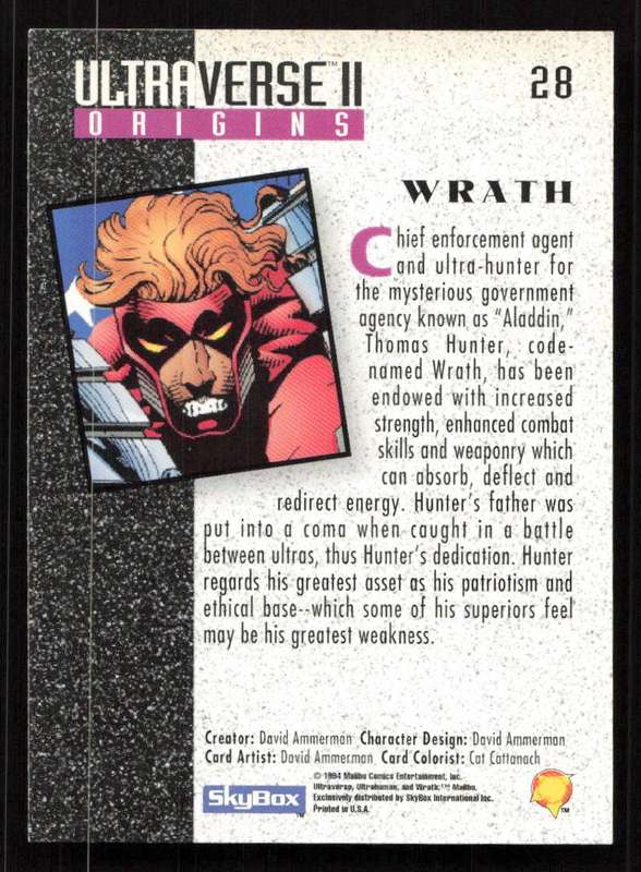1994 SkyBox  Ultraverse II Origins Card 28 Wrath
