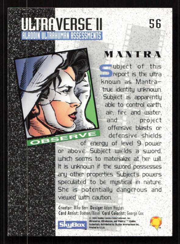 1994 SkyBox  Ultraverse II Origins Card 56 Mantra