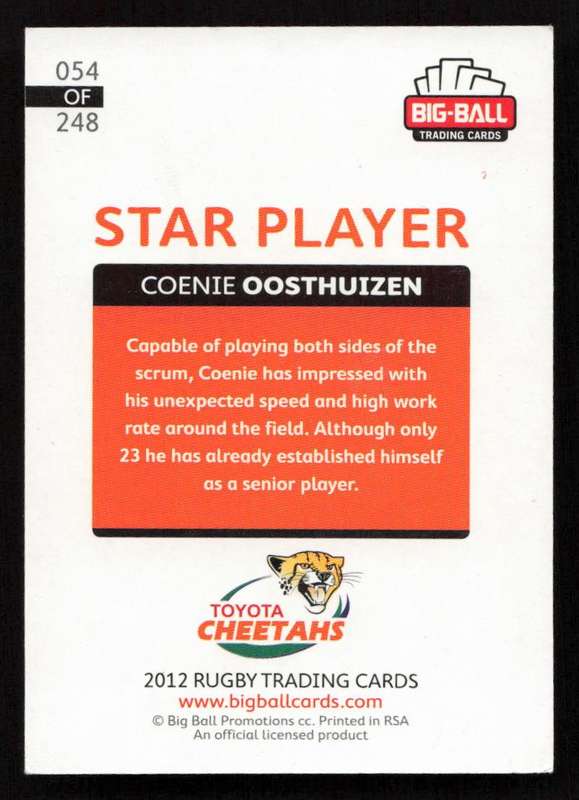 Big Ball 2012 Rugby Trading Card Card 054/248 Coenie Oosthuizen
