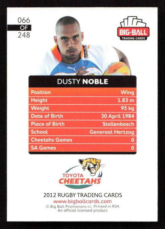 Big Ball 2012 Rugby Trading Card Card 066/248 Dusty Noble