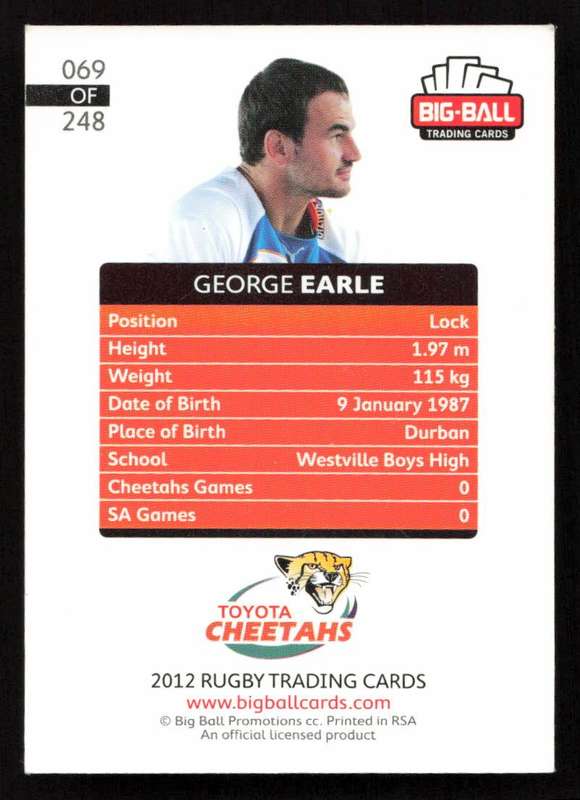 Big Ball 2012 Rugby Trading Card Card 069/248 George Earle