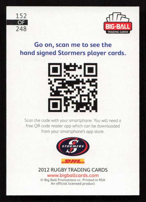 Big Ball 2012 Rugby Trading Card Card 152/248 Stormers
