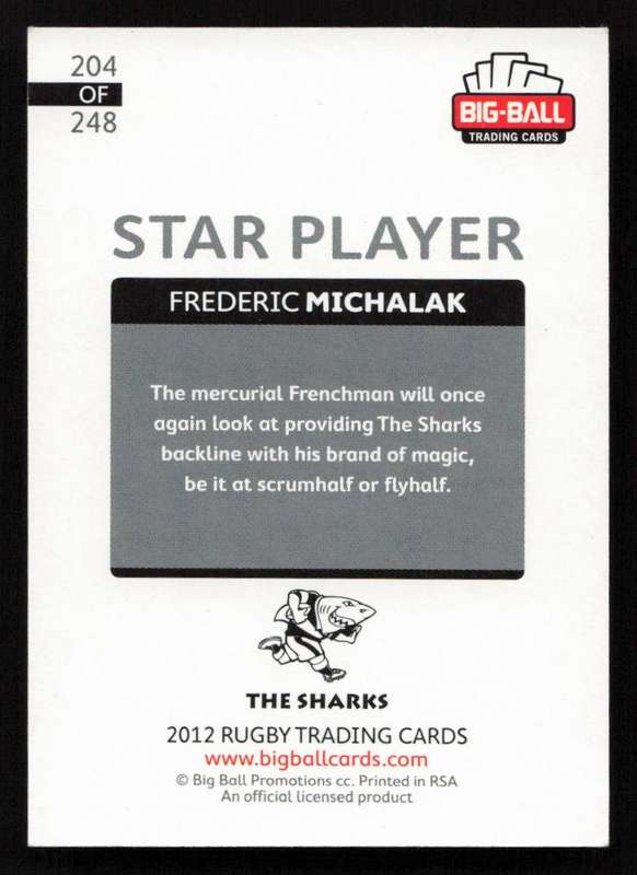 Big Ball 2012 Rugby Trading Card Card 204/248 Frederic Michalak