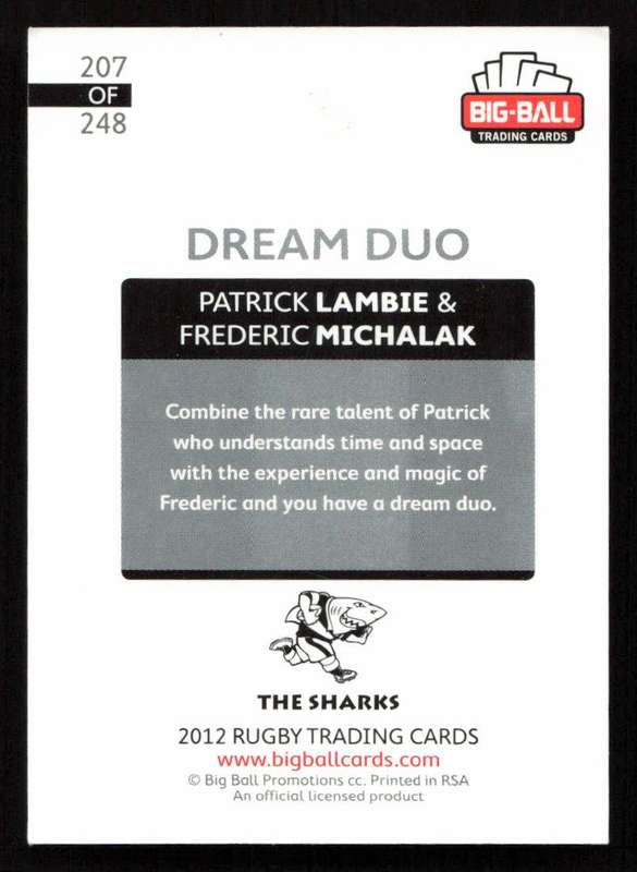 Big Ball 2012 Rugby Trading Card Card 207/248 Patrick Lambie & Frederic Michalak