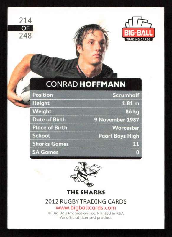 Big Ball 2012 Rugby Trading Card Card 214/248 Conrad Hoffmann