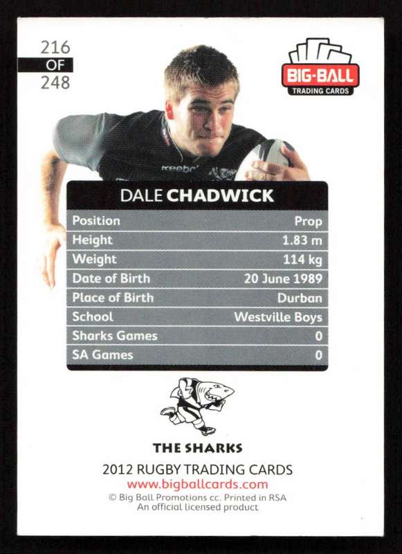 Big Ball 2012 Rugby Trading Card Card 216/248 Dale Chadwick