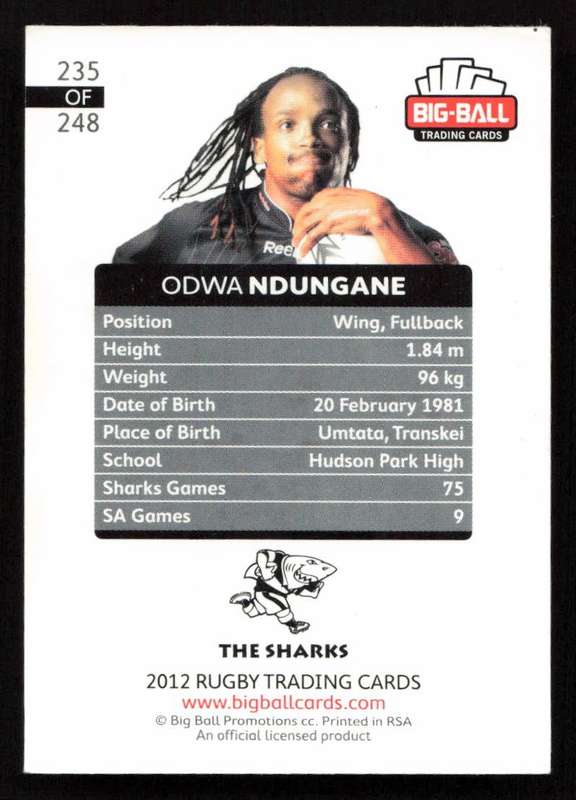 Big Ball 2012 Rugby Trading Card Card 235/248 Odwa Ndungane