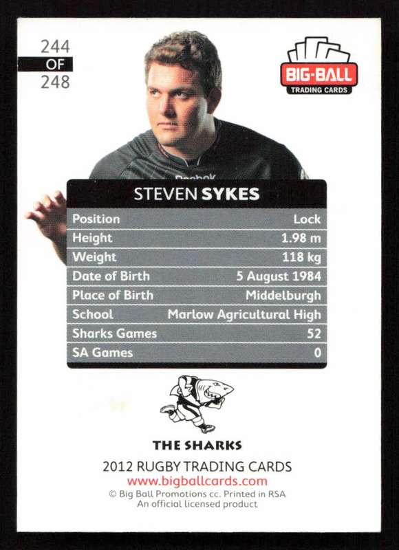 Big Ball 2012 Rugby Trading Card Card 244/248 Steven Sykes