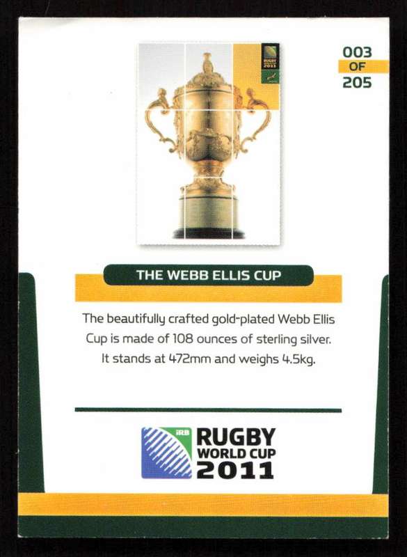 Rugby World Cup 2011 - Card 003/205 - The Webb Ellis Cup