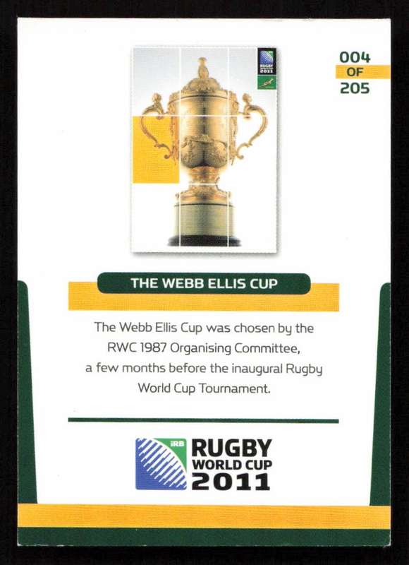 Rugby World Cup 2011 - Card 004/205 - The Webb Ellis Cup