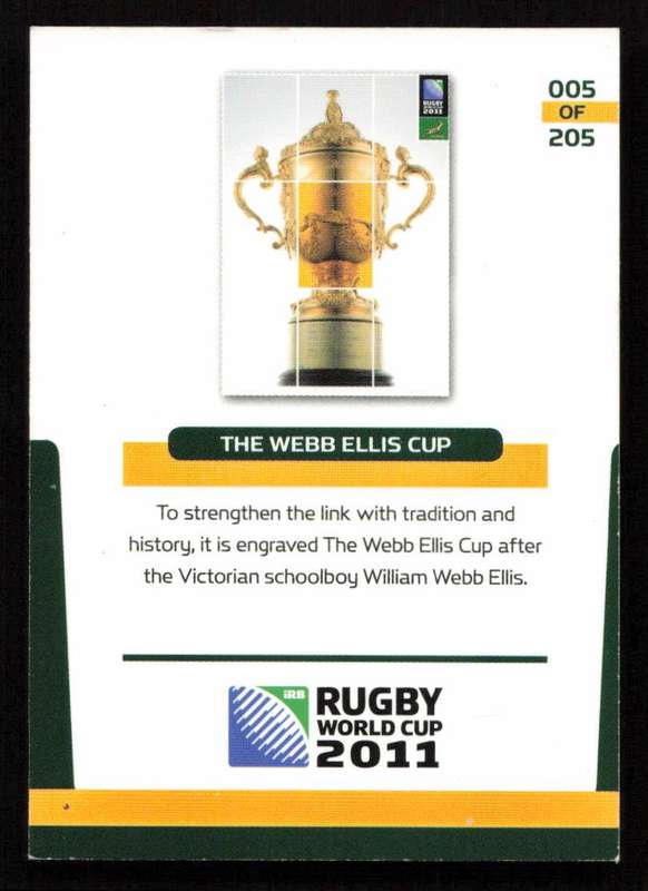Rugby World Cup 2011 - Card 005/205 - The Webb Ellis Cup
