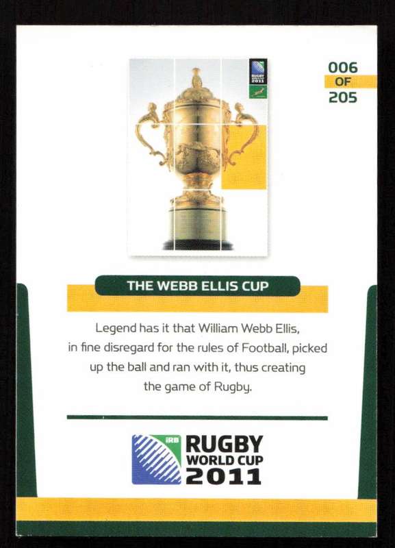 Rugby World Cup 2011 - Card 006/205 - The Webb Ellis Cup