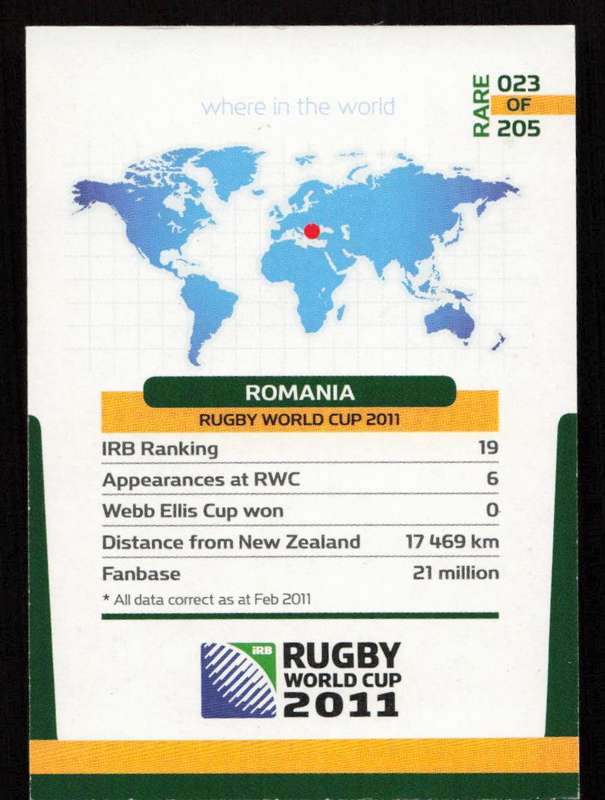 Rugby World Cup 2011 - Card 023/205 - Romania