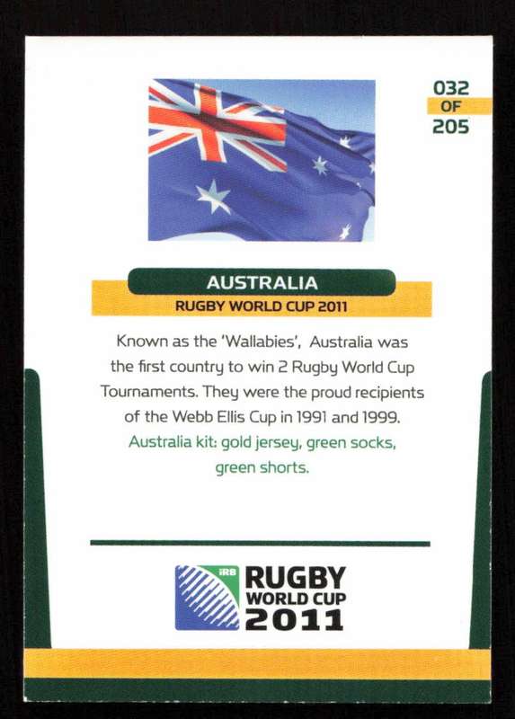 Rugby World Cup 2011 - Card 032/205 - Australia