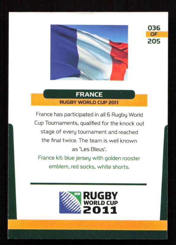 Rugby World Cup 2011 - Card 036/205 - France
