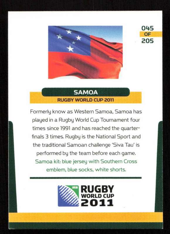 Rugby World Cup 2011 - Card 045/205 - Samoa
