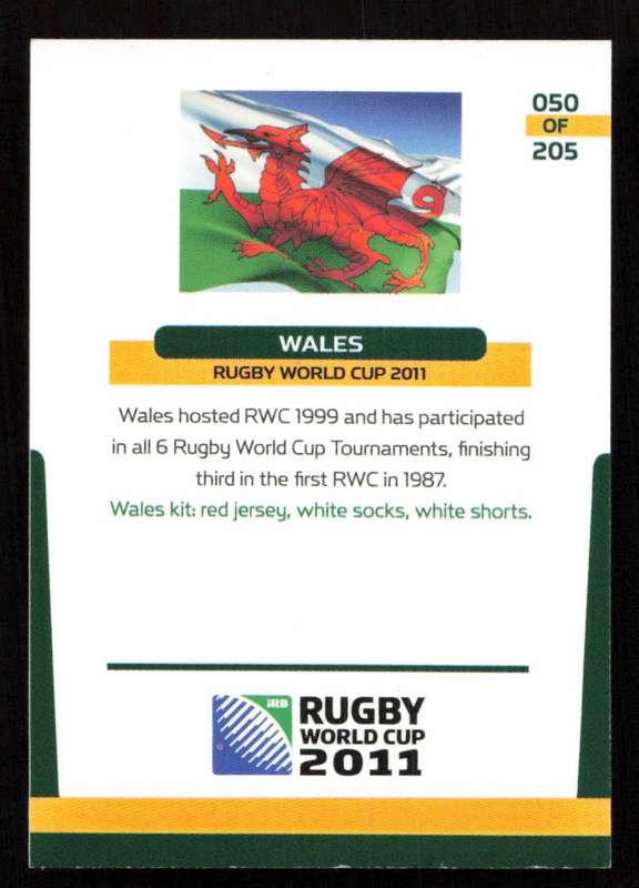 Rugby World Cup 2011 - Card 050/205 - Wales