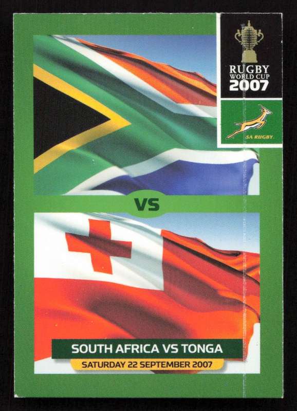 Rugby World Cup 2007 - Card 105/205 - South Africa VS Tonga