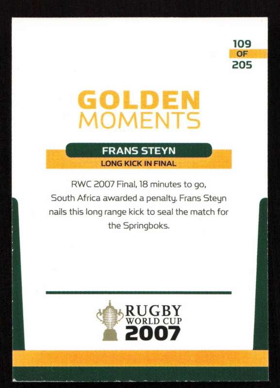 Rugby World Cup 2007 - Card 109/205 - Frans Steyn