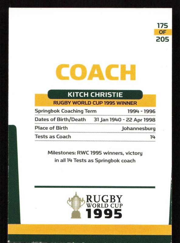 Rugby World Cup 1995 - Card 175/205 - Kitch Christie