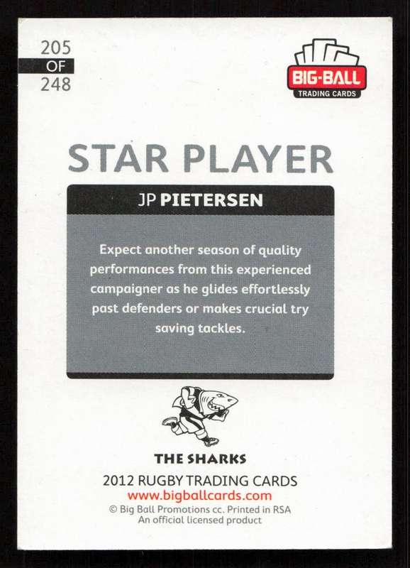Big Ball 2012 Rugby Trading Card Card 205/248 JP Pietersen