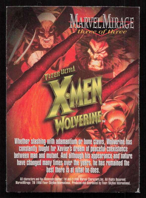 1996 Fleer Ultra Marvel X-Men Wolverine Marvel Mirage Three of Three