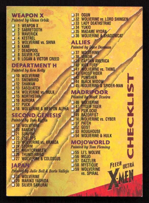 1996 Fleer Ultra Marvel X-Men Checklist