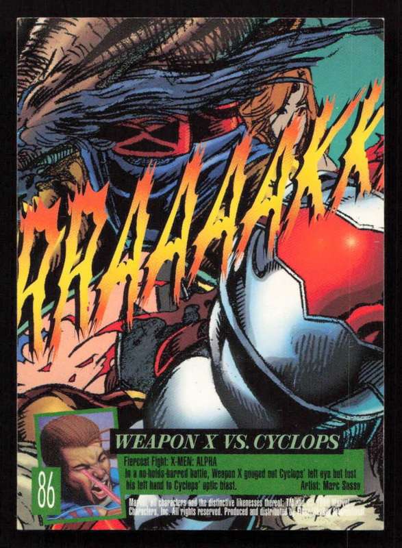 1996 Fleer Ultra Marvel X-Men 86 Weapon X VS Cyclops