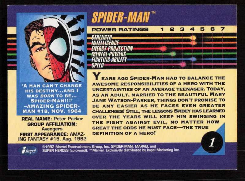 1992 Marvel Entertainment 1 Spider-man