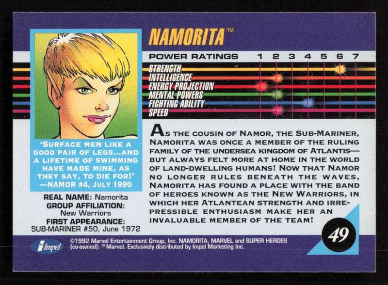 1992 Marvel Entertainment 49 Namorita