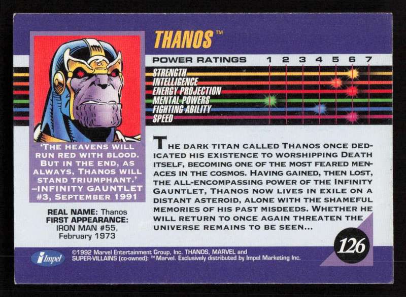 1992 Marvel Entertainment 126 Thanos