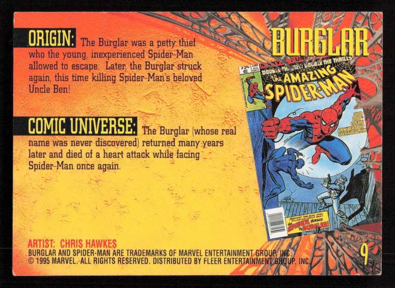 1995 Marvel Fleer Ultra Spider-man 9 Burglar
