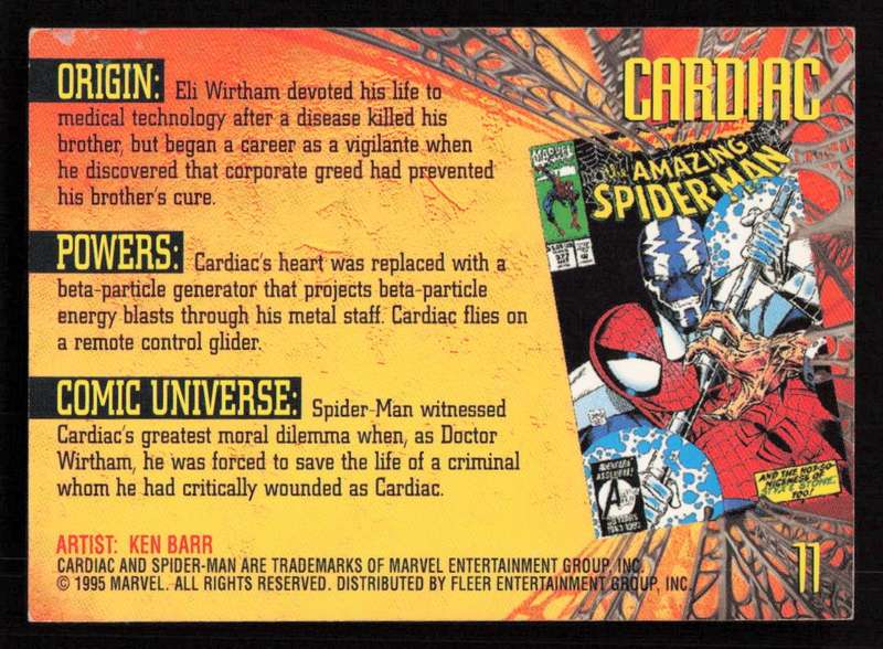 1995 Marvel Fleer Ultra Spider-man 11 Cardiac