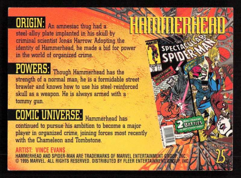 1995 Marvel Fleer Ultra Spider-man 25 Hammerhead
